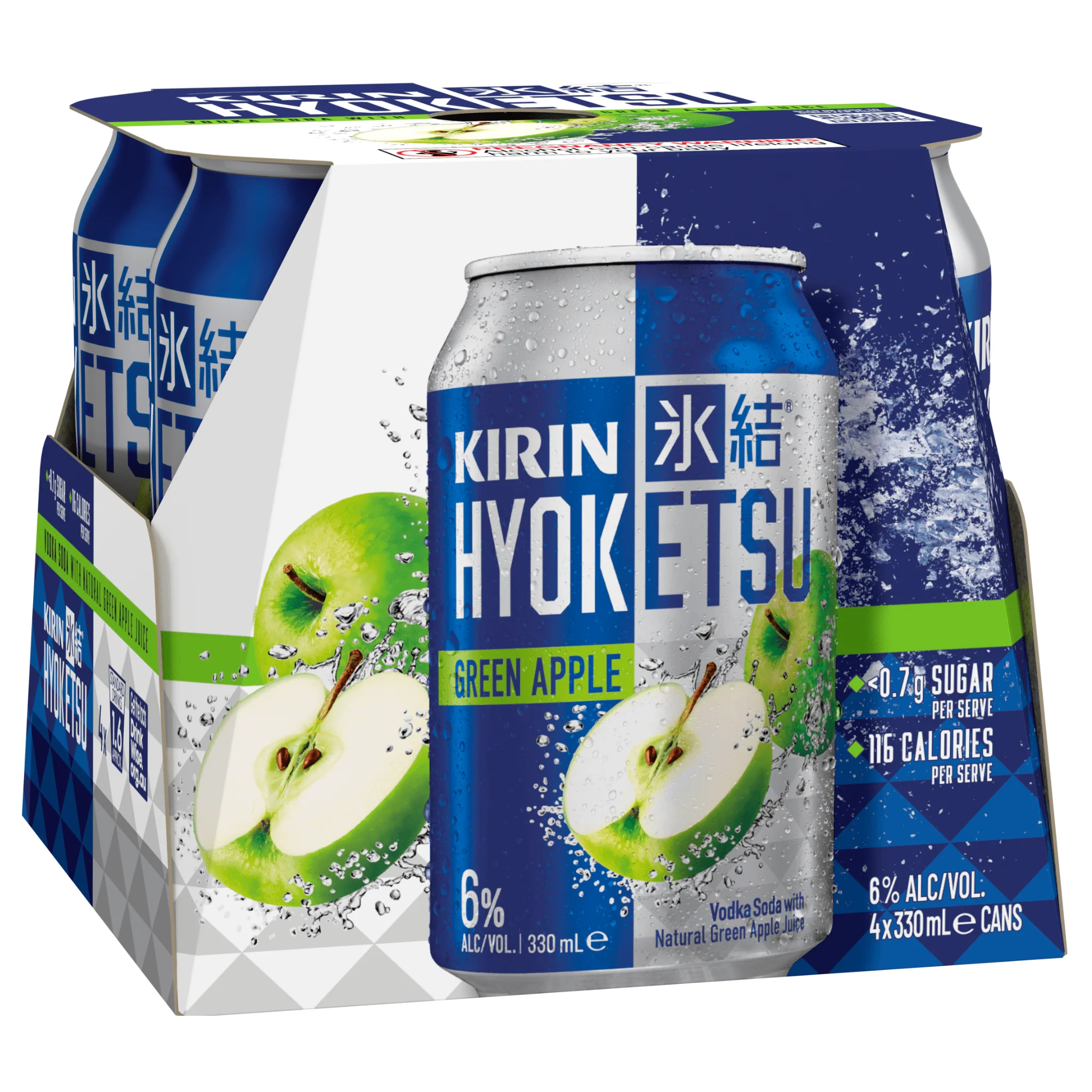Kirin Hyoketsu Green Apple Cans 330ml 4pk