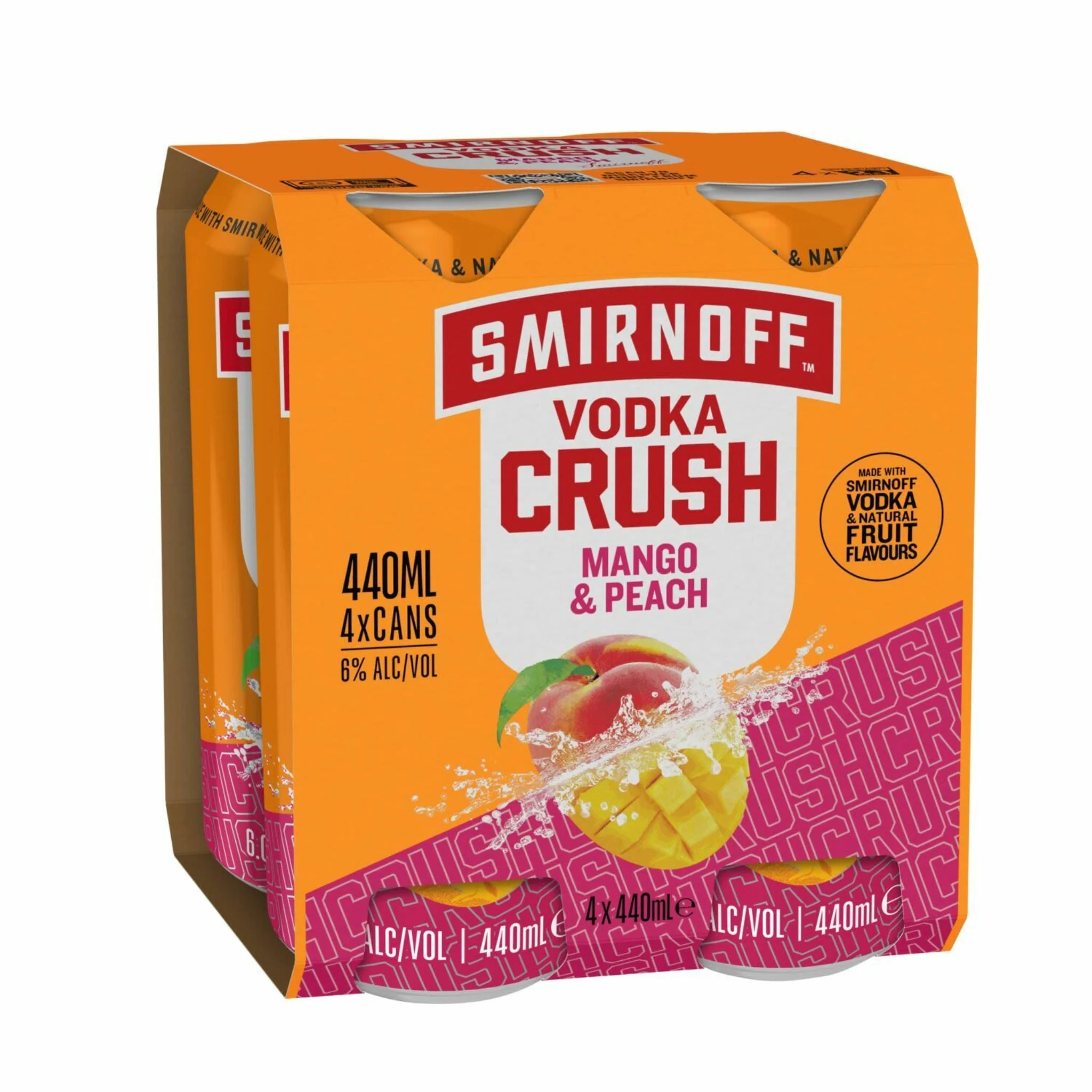 Smirnoff Crush 6% Mango Peach 4pk